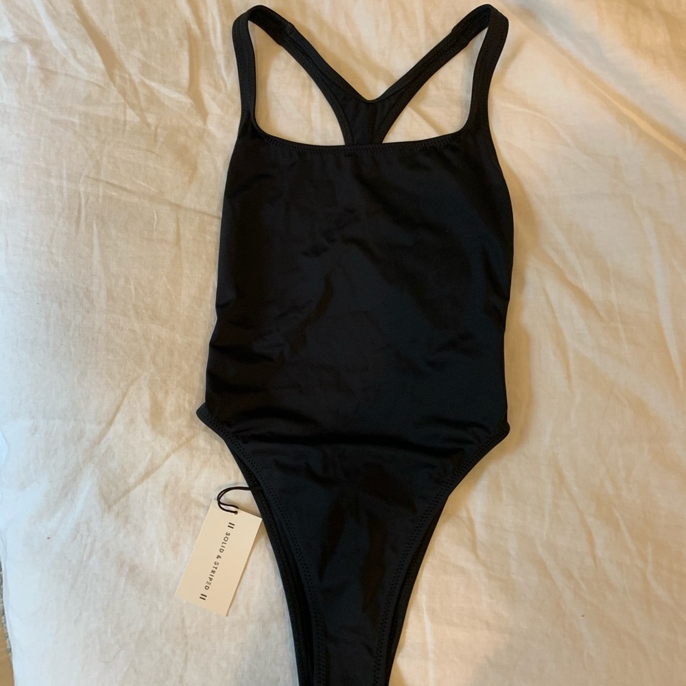 Solid & Striped Robin One-Piece Swimsuit in Black
